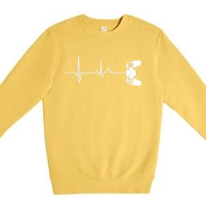 Gamer Heartbeat For Video Game Players Premium Crewneck Sweatshirt