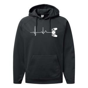 Gamer Heartbeat For Video Game Players Performance Fleece Hoodie