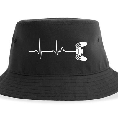 Gamer Heartbeat For Video Game Players Sustainable Bucket Hat