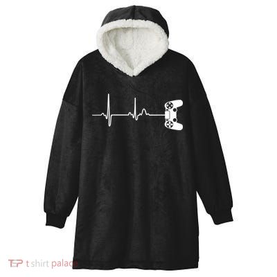 Gamer Heartbeat For Video Game Players Hooded Wearable Blanket