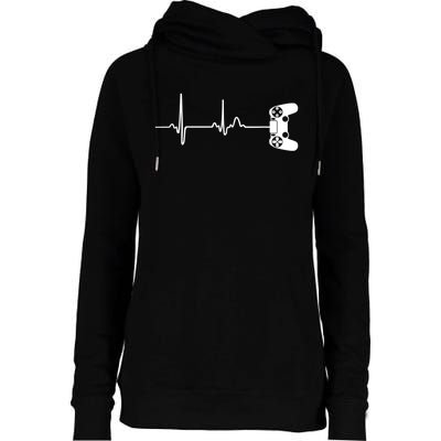 Gamer Heartbeat For Video Game Players Womens Funnel Neck Pullover Hood