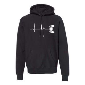 Gamer Heartbeat For Video Game Players Premium Hoodie