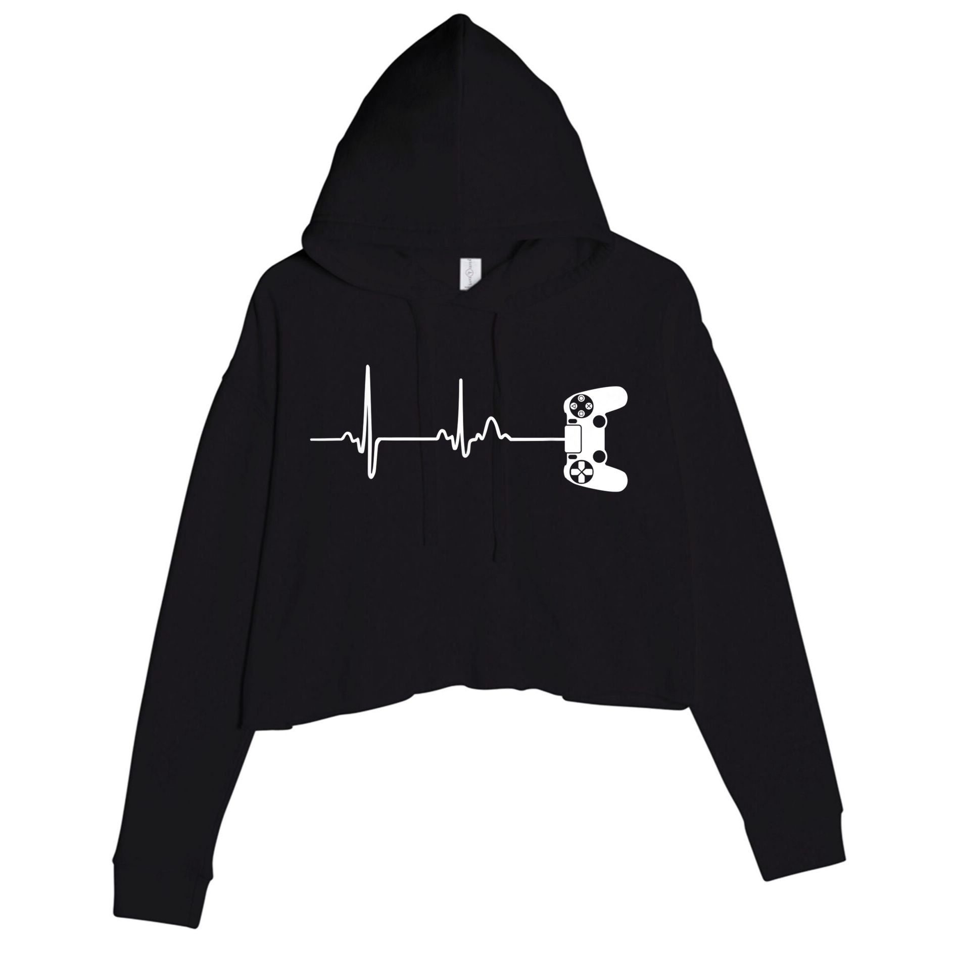 Gamer Heartbeat For Video Game Players Crop Fleece Hoodie