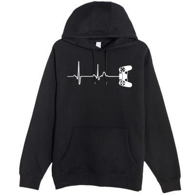 Gamer Heartbeat For Video Game Players Premium Pullover Hoodie