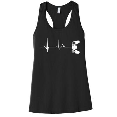 Gamer Heartbeat For Video Game Players Women's Racerback Tank