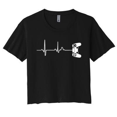 Gamer Heartbeat For Video Game Players Women's Crop Top Tee