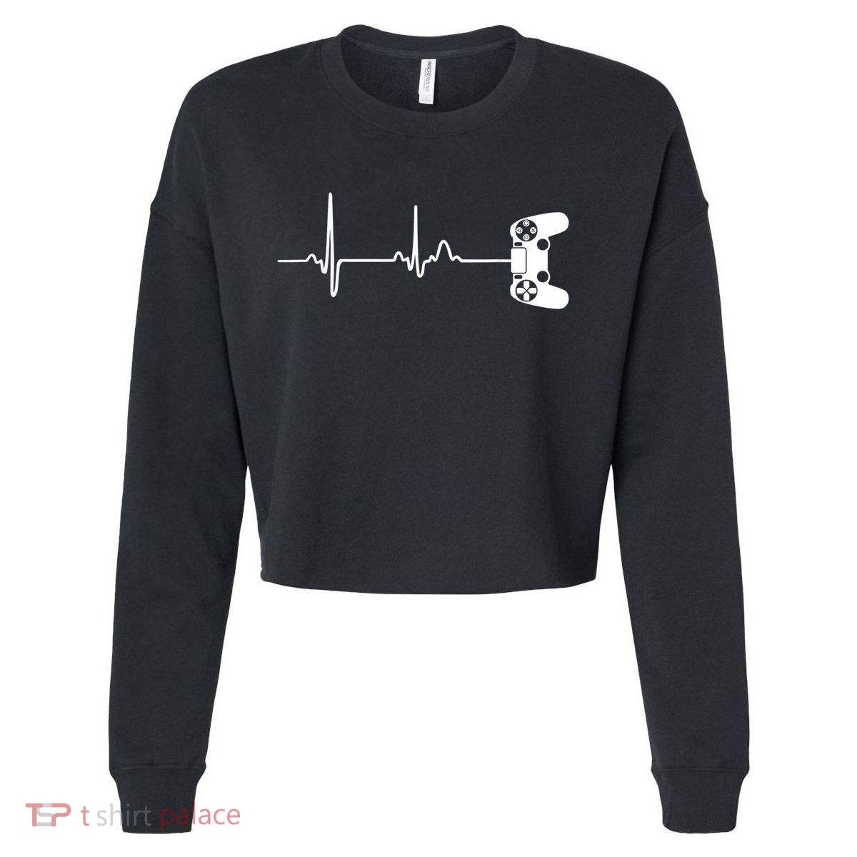Gamer Heartbeat For Video Game Players Cropped Pullover Crew