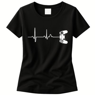 Gamer Heartbeat For Video Game Players Womens T-Shirt