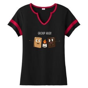 Group Hug Funny Smores Camping Roasting Outdoor Ladies Halftime Notch Neck Tee