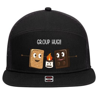 Group Hug Funny Smores Camping Roasting Outdoor 7 Panel Mesh Trucker Snapback Hat