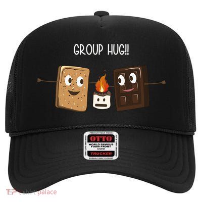 Group Hug Funny Smores Camping Roasting Outdoor High Crown Mesh Back Trucker Hat
