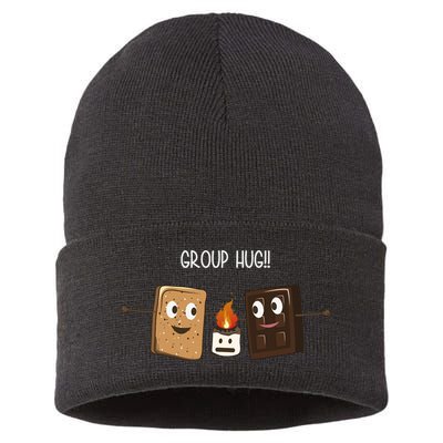 Group Hug Funny Smores Camping Roasting Outdoor Sustainable Knit Beanie
