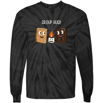 Group Hug Funny Smores Camping Roasting Outdoor Tie-Dye Long Sleeve Shirt