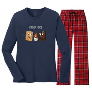 Group Hug Funny Smores Camping Roasting Outdoor Women's Long Sleeve Flannel Pajama Set 