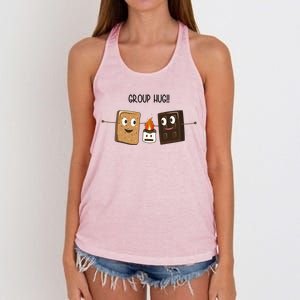 Group Hug Funny Smores Camping Roasting Outdoor Women's Knotted Racerback Tank