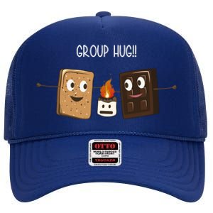 Group Hug Funny Smores Camping Roasting Outdoor High Crown Mesh Back Trucker Hat