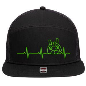 Gamer Heartbeat Funny Video Game Lover Gift Amazing Gift 7 Panel Mesh Trucker Snapback Hat