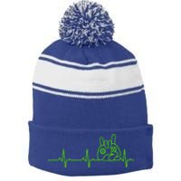 Gamer Heartbeat Funny Video Game Lover Gift Amazing Gift Stripe Pom Pom Beanie