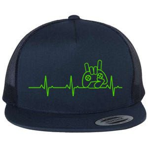 Gamer Heartbeat Funny Video Game Lover Gift Amazing Gift Flat Bill Trucker Hat