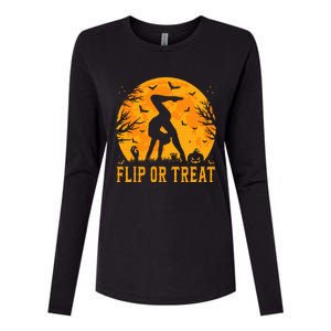 Gymnastics Halloween Flip or Treat Halloween Gymnastics Womens Cotton Relaxed Long Sleeve T-Shirt