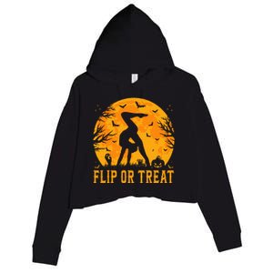 Gymnastics Halloween Flip or Treat Halloween Gymnastics Crop Fleece Hoodie