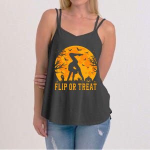 Gymnastics Halloween Flip or Treat Halloween Gymnastics Women's Strappy Tank