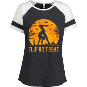 Gymnastics Halloween Flip or Treat Halloween Gymnastics Enza Ladies Jersey Colorblock Tee