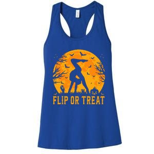 Gymnastics Halloween Flip or Treat Halloween Gymnastics Women's Racerback Tank