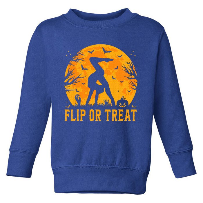 Gymnastics Halloween Flip or Treat Halloween Gymnastics Toddler Sweatshirt