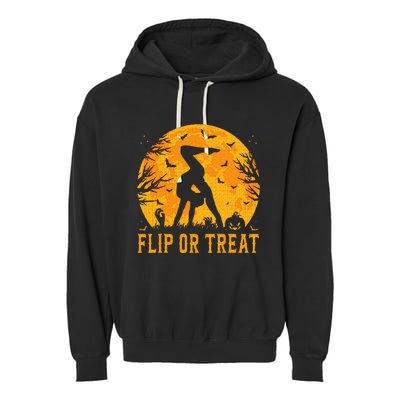 Gymnastics Halloween Flip or Treat Halloween Gymnastics Garment-Dyed Fleece Hoodie