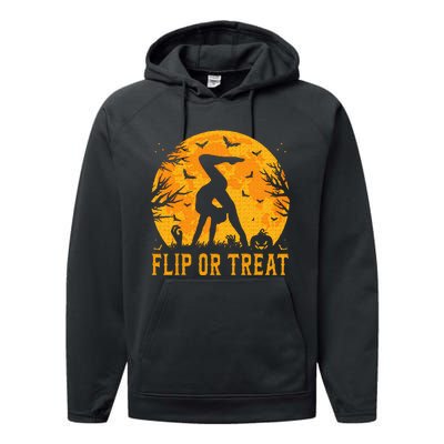 Gymnastics Halloween Flip or Treat Halloween Gymnastics Performance Fleece Hoodie