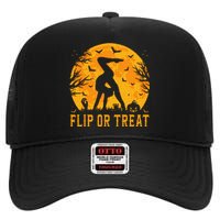 Gymnastics Halloween Flip or Treat Halloween Gymnastics High Crown Mesh Back Trucker Hat