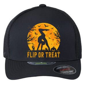 Gymnastics Halloween Flip or Treat Halloween Gymnastics Flexfit Unipanel Trucker Cap