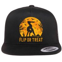 Gymnastics Halloween Flip or Treat Halloween Gymnastics Flat Bill Trucker Hat