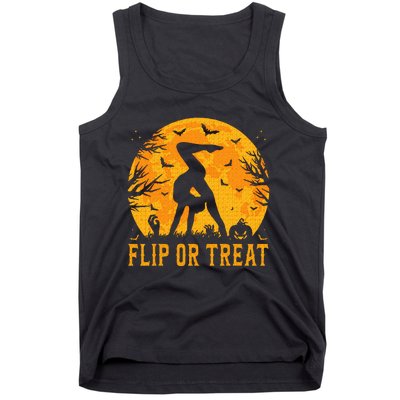 Gymnastics Halloween Flip or Treat Halloween Gymnastics Tank Top