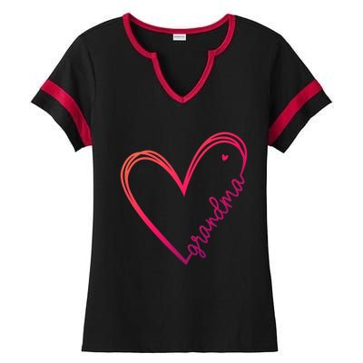 Grandma Heart For Christmas MotherS Day Birthdays Great Gift Ladies Halftime Notch Neck Tee