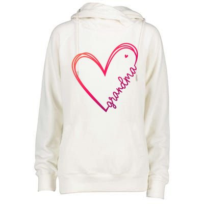 Grandma Heart For Christmas MotherS Day Birthdays Great Gift Womens Funnel Neck Pullover Hood