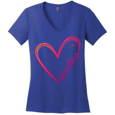 Grandma Heart For Christmas MotherS Day Birthdays Great Gift Women's V-Neck T-Shirt