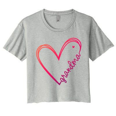 Grandma Heart For Christmas MotherS Day Birthdays Great Gift Women's Crop Top Tee