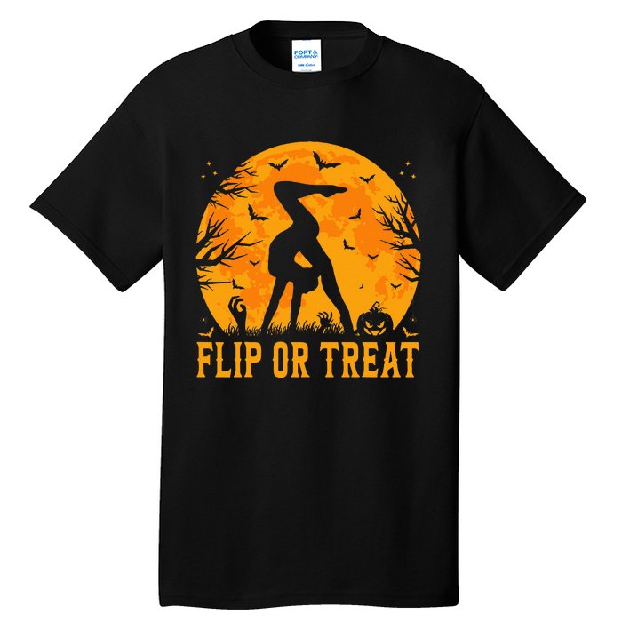 Gymnastics Halloween Flip Or Treat Halloween Gymnastics Tall T-Shirt