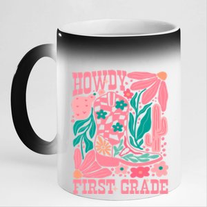 Groovy Howdy First Grade Cowboy Teacher 11oz Black Color Changing Mug