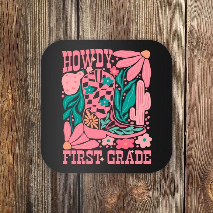 Groovy Howdy First Grade Cowboy Teacher Coaster