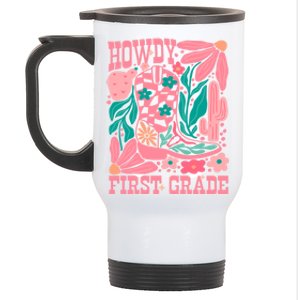 Groovy Howdy First Grade Cowboy Teacher Stainless Steel Travel Mug