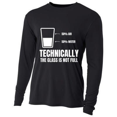 Glass Half Full Funny Technically Not Empty Sarcastic Cooling Performance Long Sleeve Crew