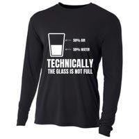 Glass Half Full Funny Technically Not Empty Sarcastic Cooling Performance Long Sleeve Crew