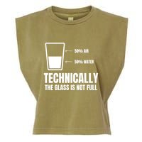 Glass Half Full Funny Technically Not Empty Sarcastic Garment-Dyed Women's Muscle Tee