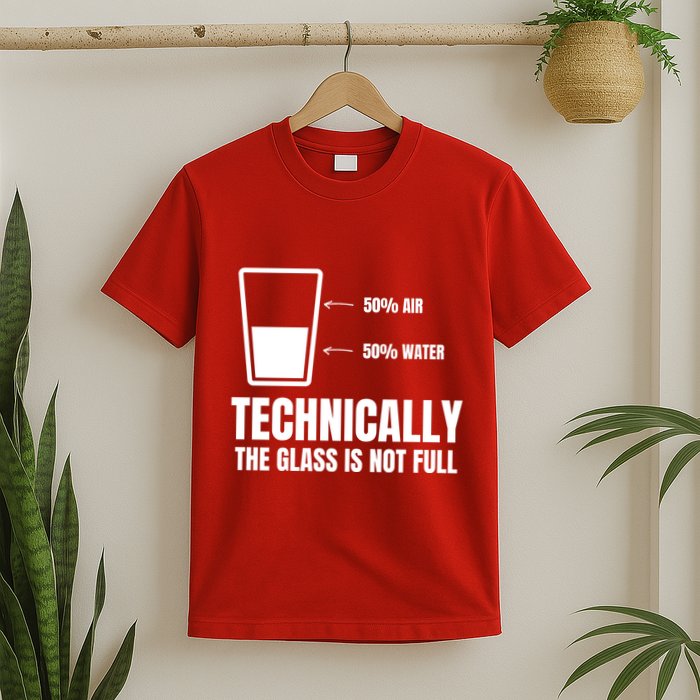 Glass Half Full Funny Technically Not Empty Sarcastic T-Shirt