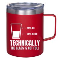 Glass Half Full Funny Technically Not Empty Sarcastic 12oz Stainless Steel Coffee Mug