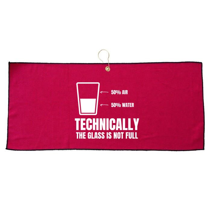 Glass Half Full Funny Technically Not Empty Sarcastic Large Microfiber Waffle Golf Towel