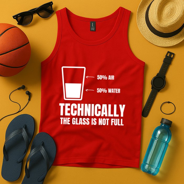 Glass Half Full Funny Technically Not Empty Sarcastic Tank Top